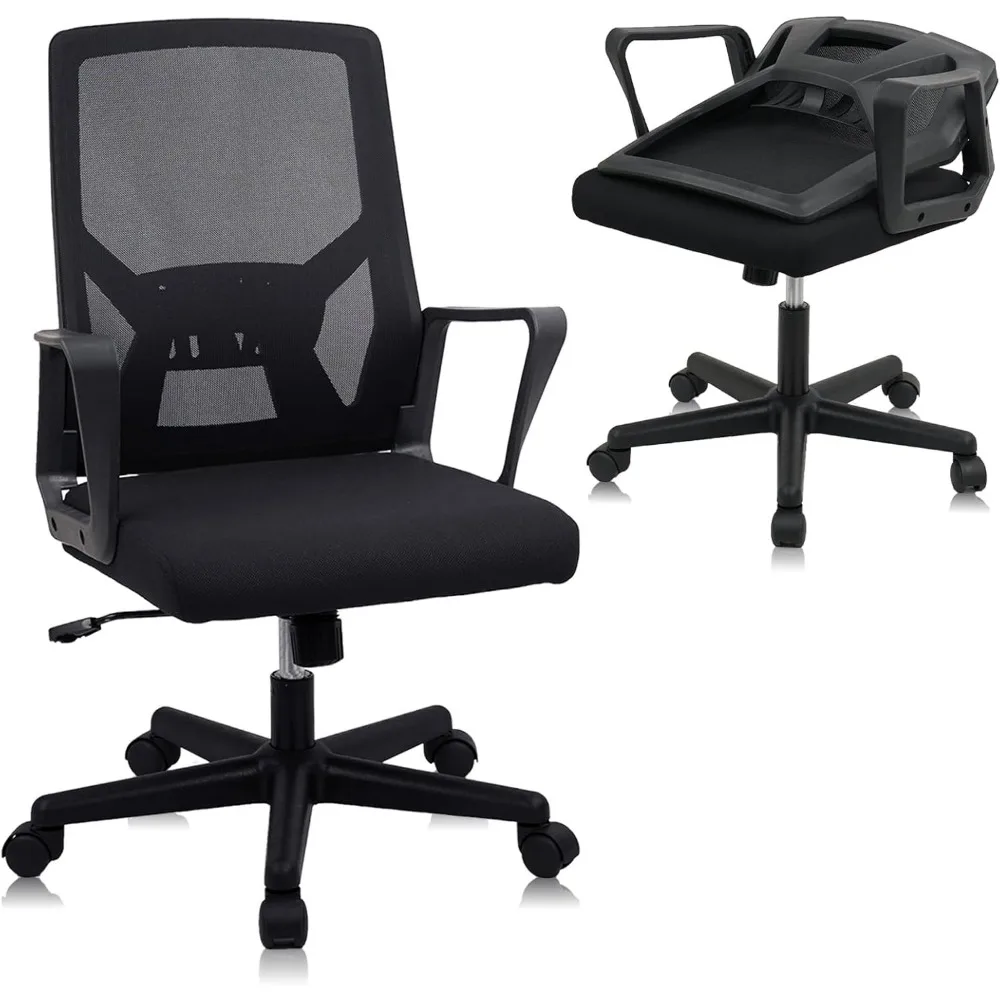 كرسي مكتب قابل للطي بعجلات، كراسي مكتب شبكية مريحة بارتفاع قابل للتعديل، كرسي مكتب خلفي قابل للطي للمنزل