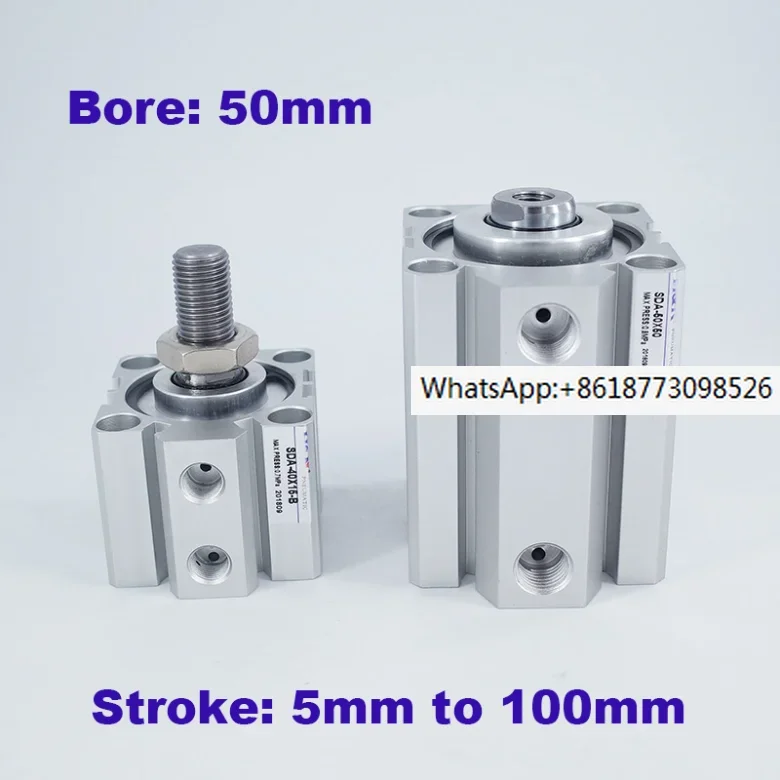 Female/male thread bore 50mm stroke 5/10/20/25/30/40/50/60/75/100mm double acting air actuator SDA 50 compact piston cylinders