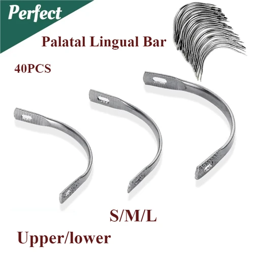 40 Uds barra lingual Dental palatal barras para dentadura reparación de dientes postizos L M S odontología ortodoncia Material de acero inoxidable