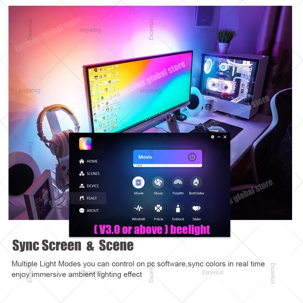 Monitor komputerowy Synchronizacja kolorów ekranu Inteligentne sterowanie Taśma LED Muzyka Synchronizowane PC Podświetlenie LED Dream Color Game