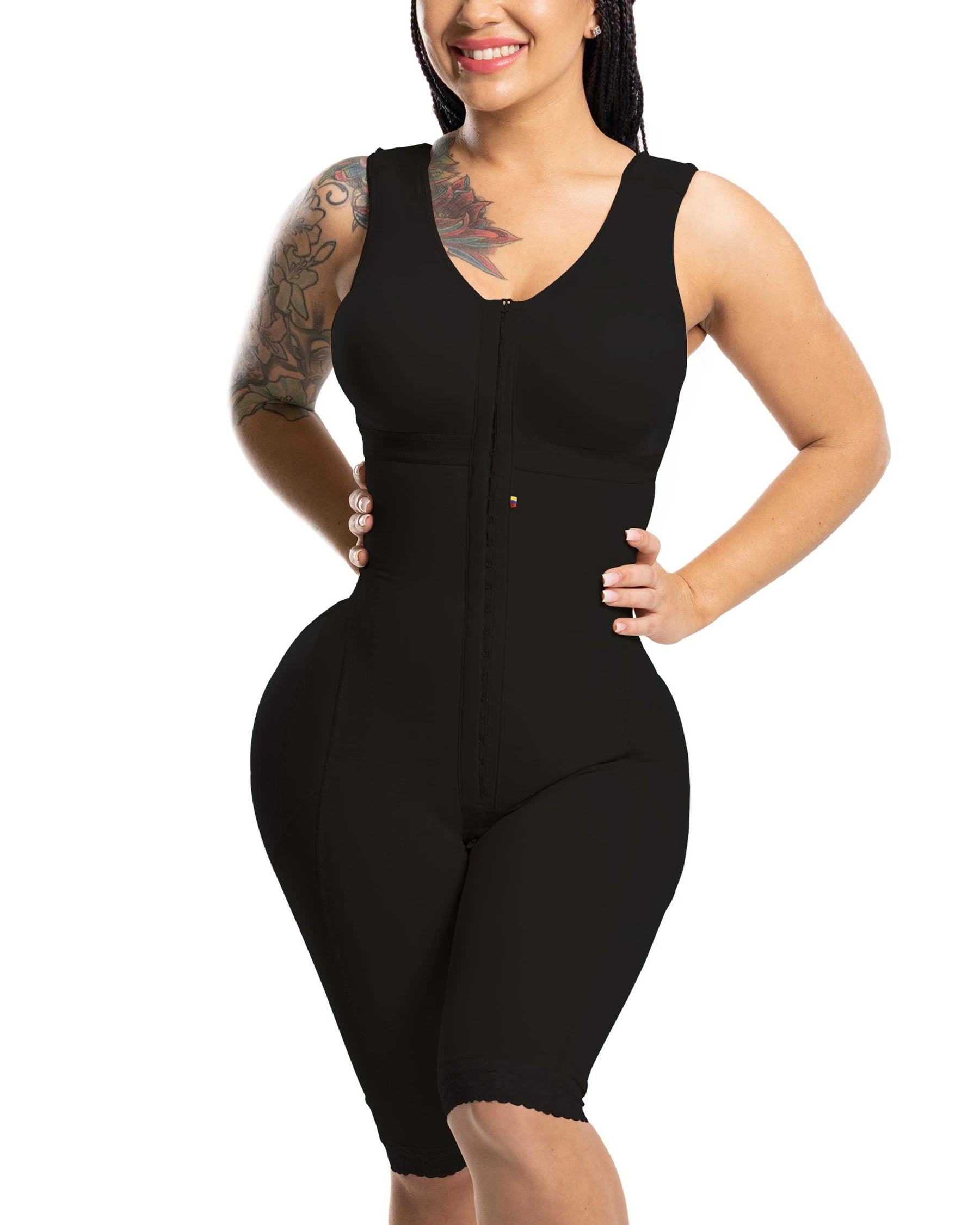 Post-Surgery Fajas Colombianas Full Body Shapewear Waist Shrinking Slimming Bodysuit 3 Compression Hooks Surgery Results Girdle