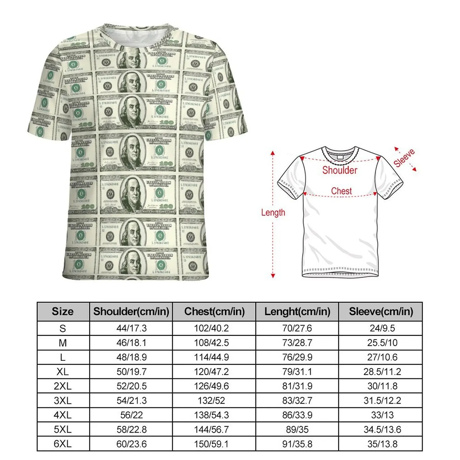 100 Dollars Funny Gift For Money Lover T-Shirt For Man O Neck T-Shirts Summer Fashion Clothing Short Sleeve Basic Plus Size Tees