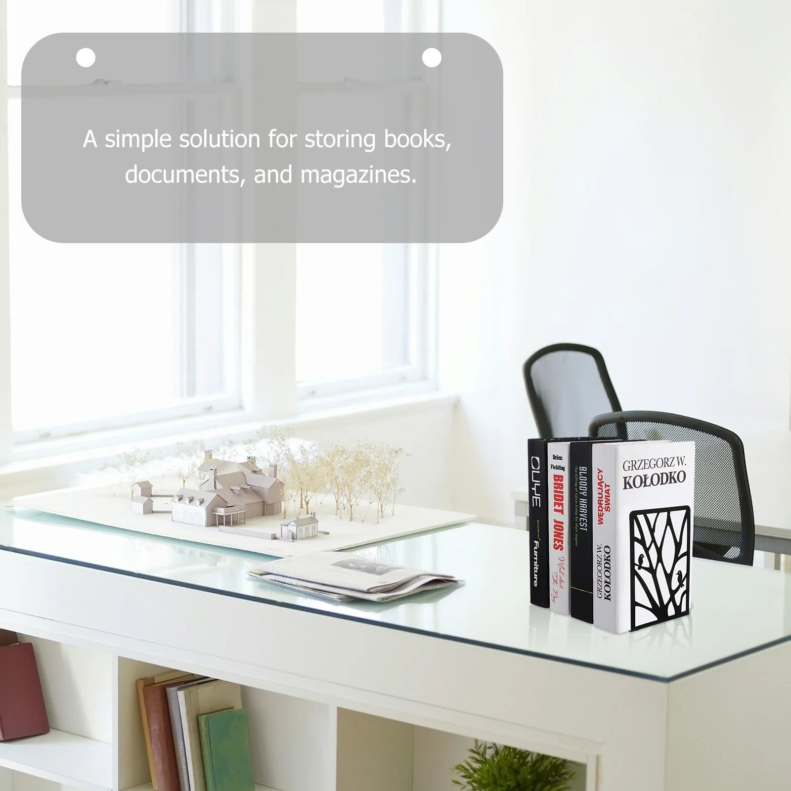 Imagem -02 - Ferro Book Stands Organizador Hollow Bookends Estante do Livro Par