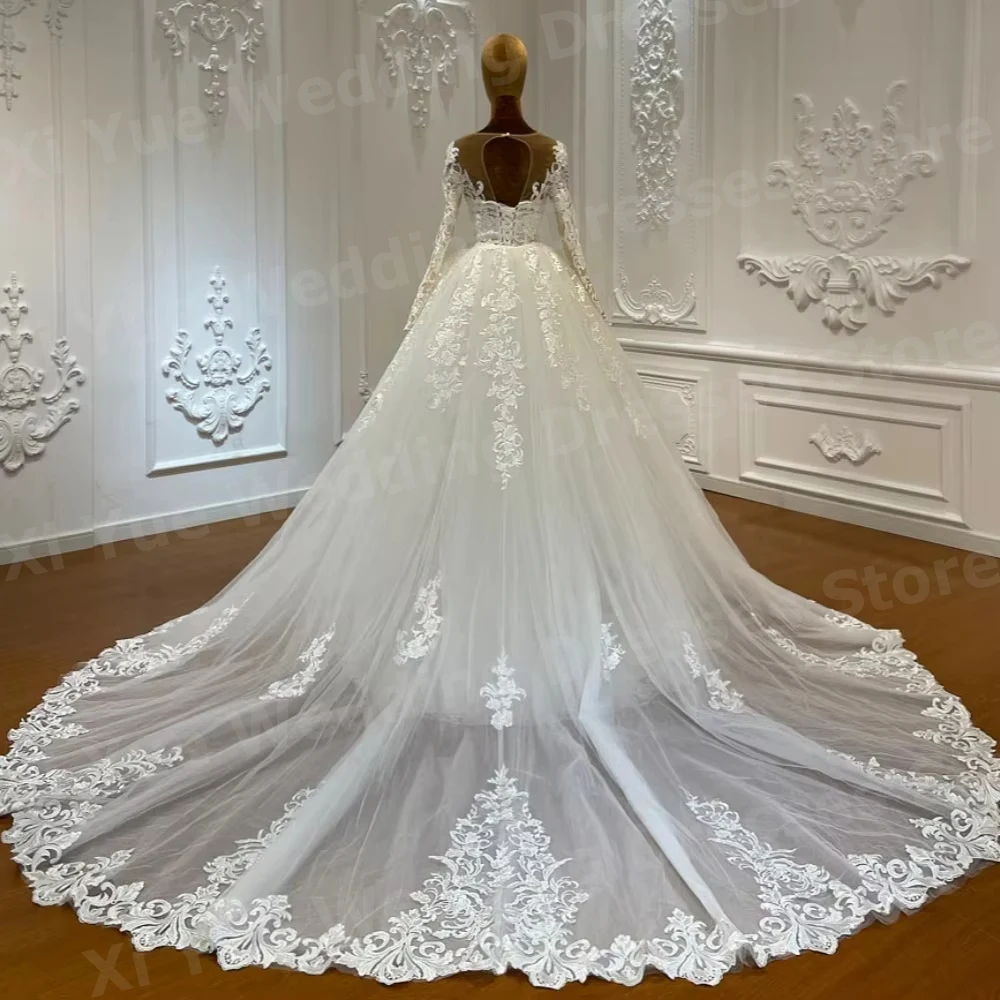 Abiti da sposa a maniche lunghe da donna a sirena squisita Treno smontabile Applicazioni in pizzo Abiti da sposa Robe De Mariée personalizzato