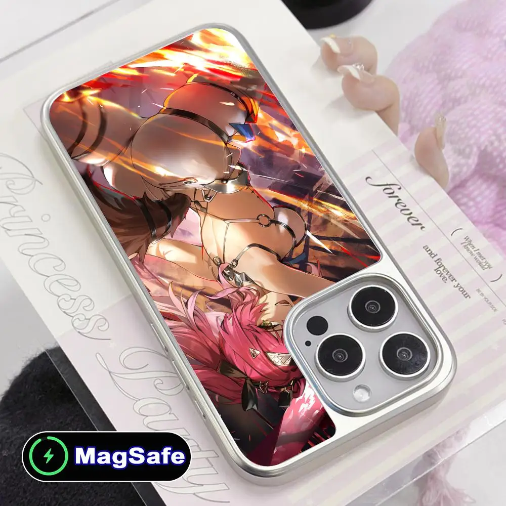 

Чехол для мобильного телефона Wuthering Waves Lupa для iPhone 17, 16, 15, 14, 13, 12, 11 Air Pro Max Plus Magsafe, цветной чехол с серебряным покрытием