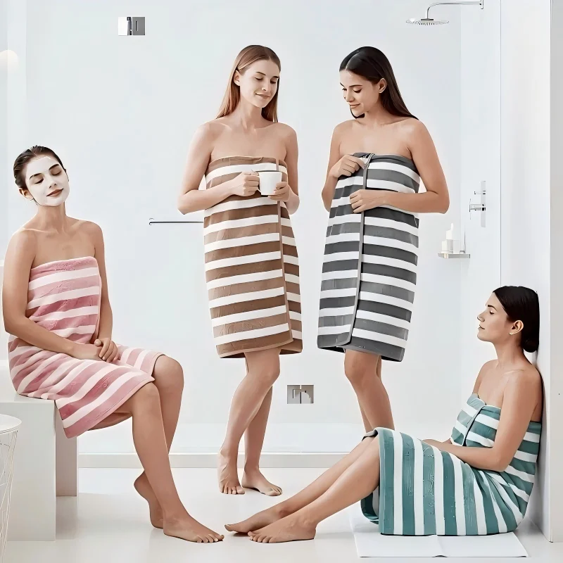 4-Piece Striped Bath Towel Set, Beach Towel, Quick-Dry Absorbent Shower Towel, Ultra-Soft Skin-Friendly Bath Towel, Ideal for Home Bathrooms, Essential Household Bath Essentials. 70x140 cm / 27.6x55.1 inches, Perfect Gift for Christmas, Halloween