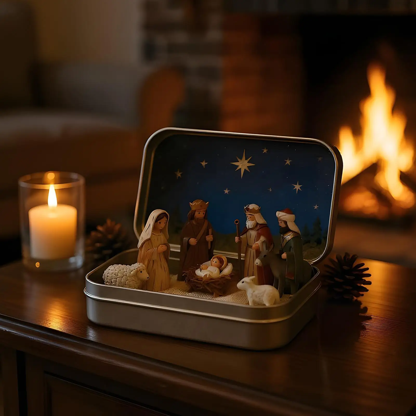 Nativity Set Christmas Decorations Resin Collectible Pocket Nativity Set Manger Decorations For Tabletop Cabinet Desk Bedside