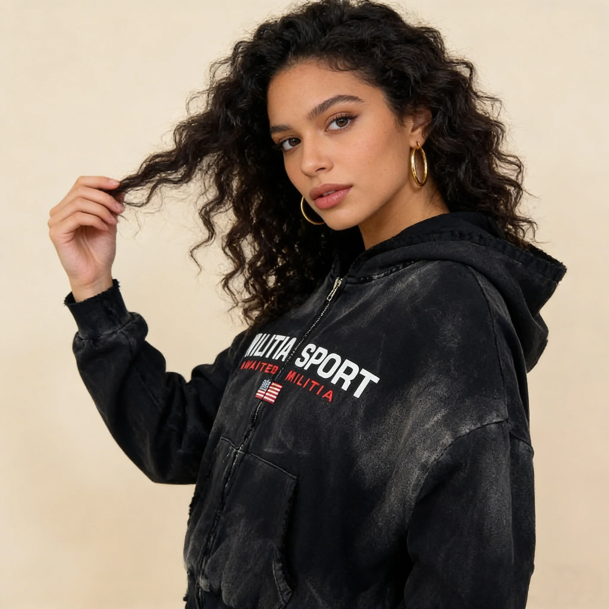 Bluza w stylu ark, retro moda uliczna na wiosnę i jesień, europejski i amerykański kardigan, kurtka z nadrukiem na zamek błyskawiczny