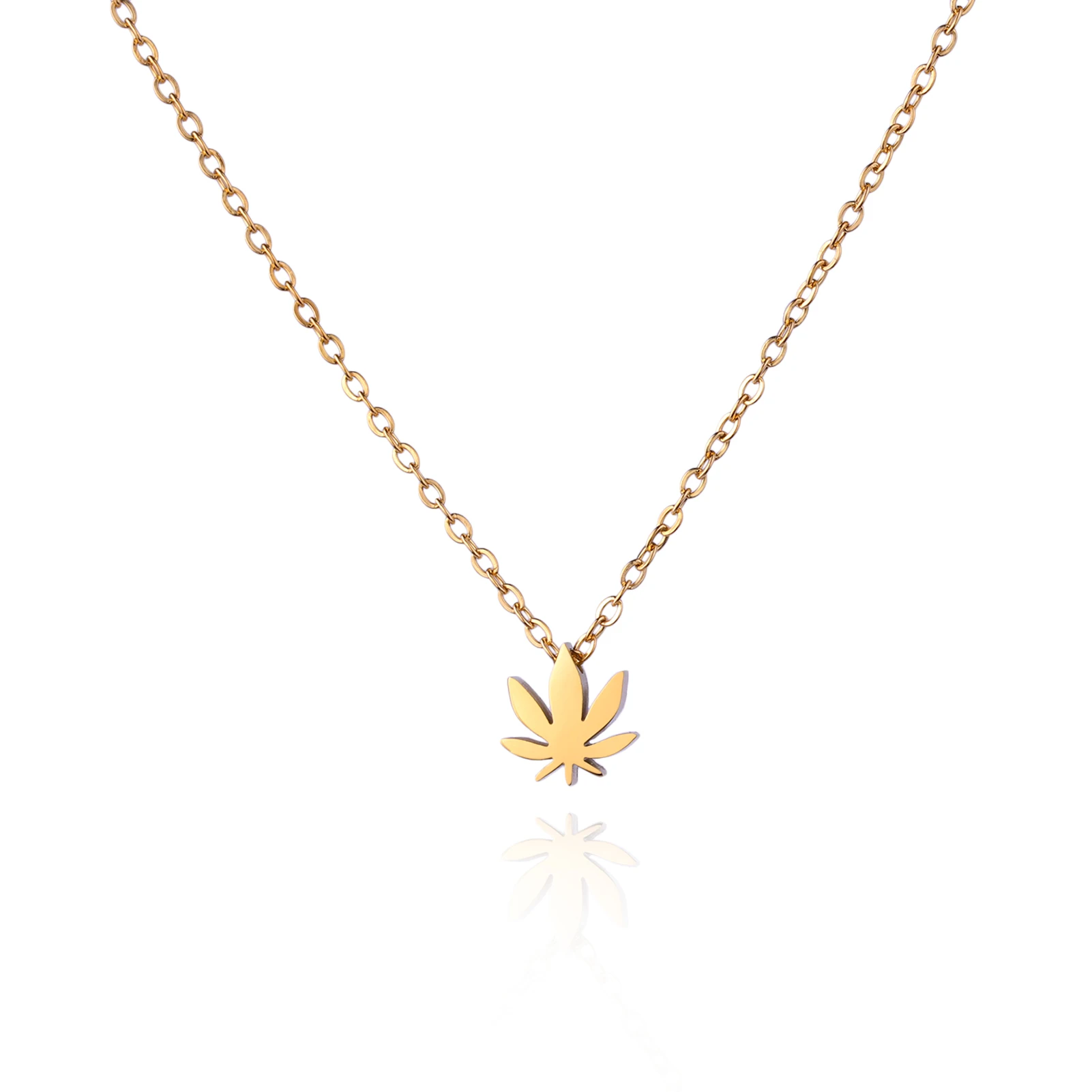 Kkjoy Edelstahl Pflanze Vierblättriges Kleeblatt Anhänger Halskette Mode Elegante Feminine Kurze Schlüsselbein Kette Halskette Schmuck – Detail 23
