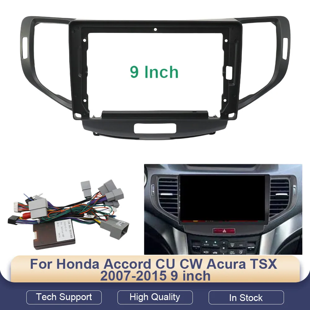 

Car Radio Fascias Frame For Honda Accord CU CW Acura TSX 2007-2015 9 inch Stereo Panel Wiring Harness Power Cable Adapter Canbus