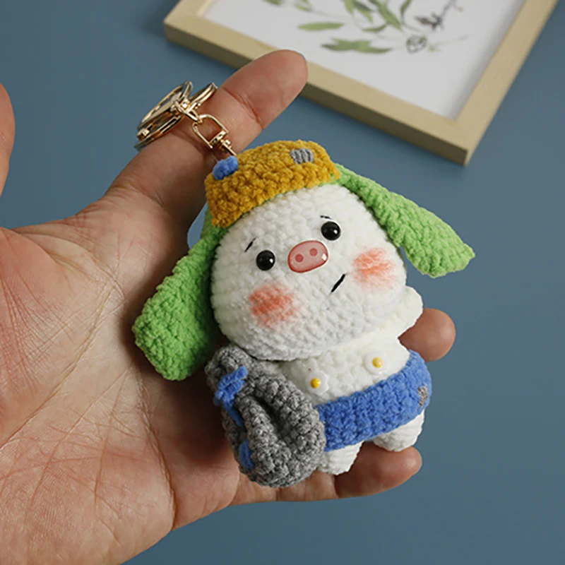 Funny Animal Doll Crochet Keychain Cartoon Animal Series Knitting Doll Keyrings For Bag Pendant Knitted Gifts Custom Accessories