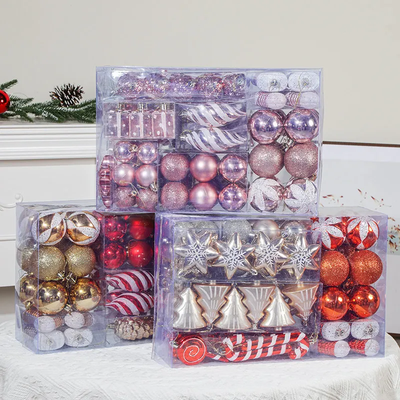 Multi Shape Rose Gold Christmas Ornament Box Irregular Balls Hangings For Holiday Party & Christmas Tree Arrangement
