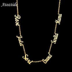 Atoztide Custom Multiple Personalized Name Necklaces Jewelry Chain Pendant Gold Color Necklace for Women Stainless Steel Gifts
