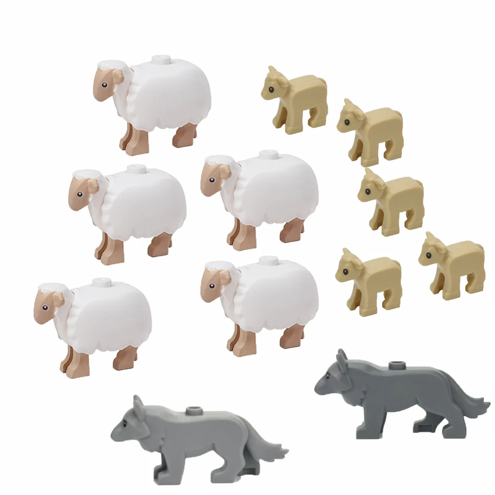 Boerderij & Wilde Dieren Bouwstenenset - Realistische geit-, schapen- en wolffiguren - Educatief speelgoed