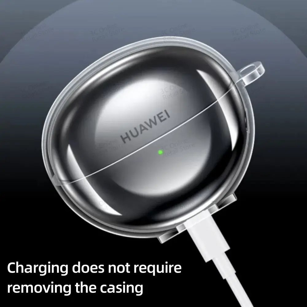 جراب واقي شفاف لسماعة أذن هواوي ، مشبك مجاني ، مضاد للخدش ، مقاوم للصدمات ، غطاء لين من البولي يورثين الحراري ، ملحق مشبك مجاني