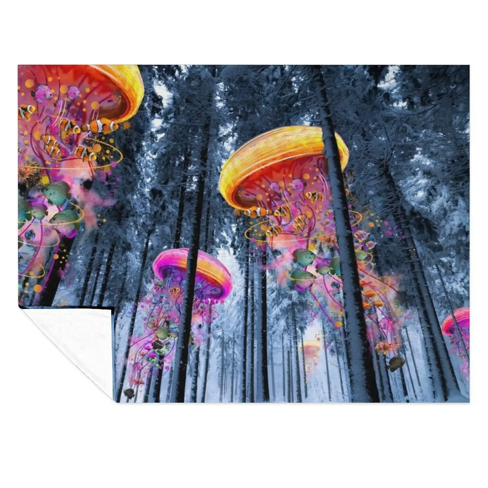 

New Winter Forest of Electric Jellyfish Worlds Throw Blanket Luxury for babies Weighted Thermal Blankets
