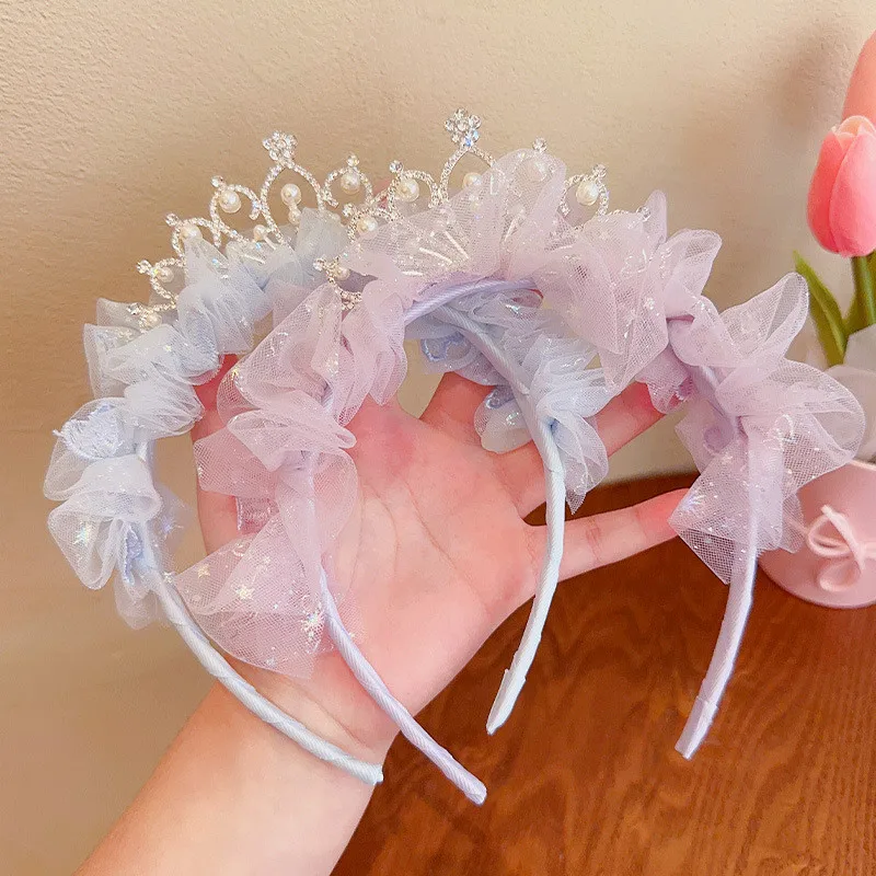 Corona de encaje de princesa para bebé, diadema de flores, banda para el pelo para niña, accesorios para la cabeza para 0-3 años