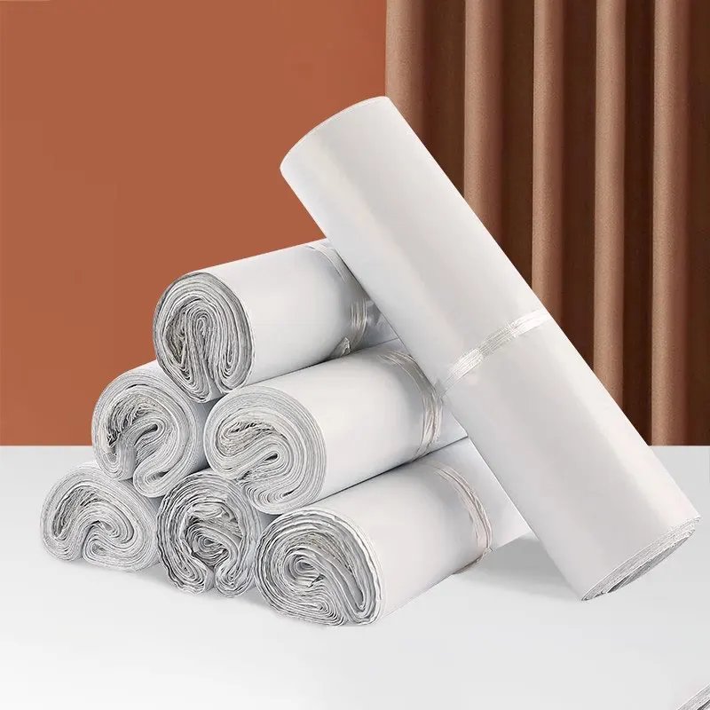 50pcs/Lot Poly White Envelopes Shopper Bag Clothes Courier Foldable Shopping Bag Transport Storage Bags Thicken Express Pouch