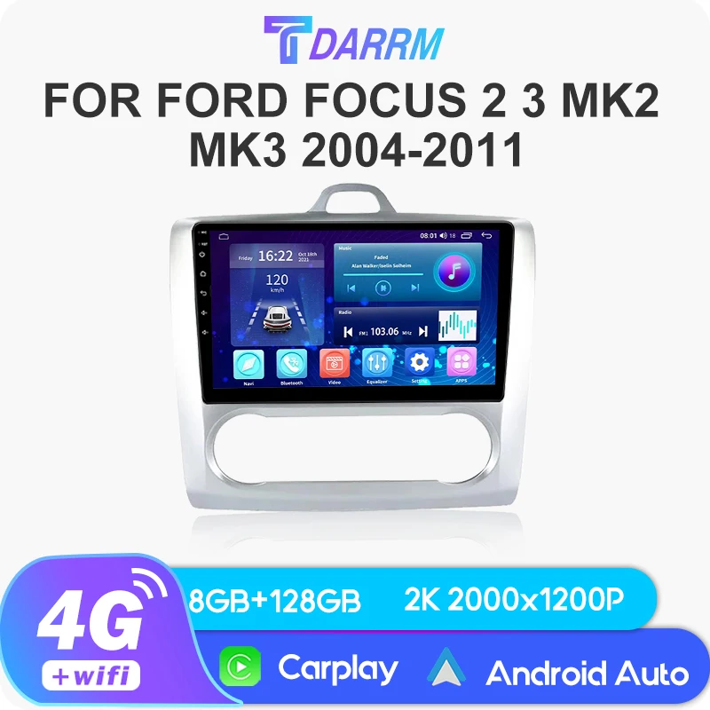 

Автомагнитола 9 "на Android 13 для Ford Focus 2 Mk2 2005-2018, 2 Din, Bluetooth, GPS