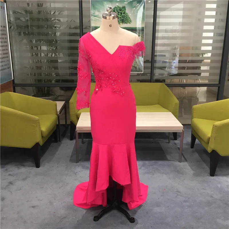 

African Mermaid Bridesmaid Dresses 2022 Formal Long Sleeves Pink Wedding Guest Dress For Women Plus Size Maid Of Honor