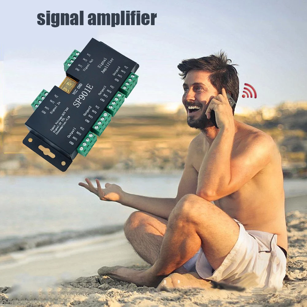 

SP901E DC5-24V Усилитель сигнала 4-канальный групповой усилитель для светодиодной ленты DMX512 Pixel
