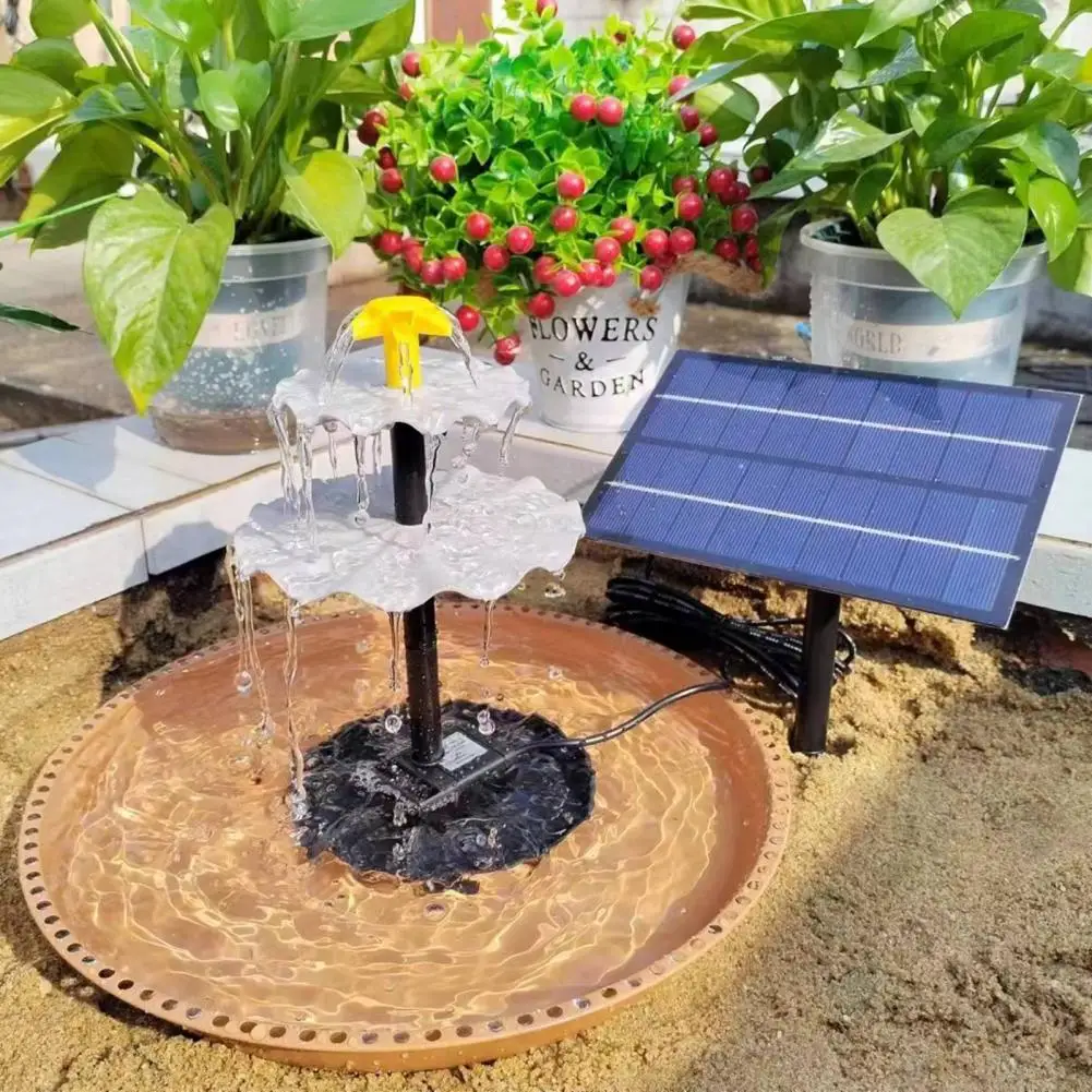 Solar Water Fountain Eco-friendly Fountain Pump Solar Powered Glass Panel Bird Bath Water Pump with Stakes for Water