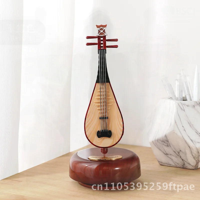 Rotating Music Box with Guitar And Violin Design Children's Birthday Gift Girls Modern Minimalist Living Room Ornament Plastic