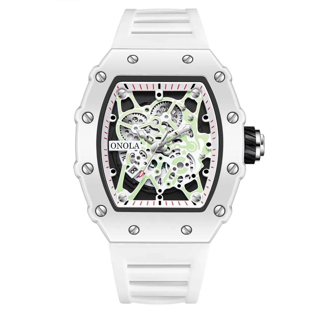 Montre Tonneau à Quartz pour Homme, Marque Originale, Bracelet en Caoutchouc Blanc, Mode, dehors, Décontracté, Shoous, AAA Mille, Meilleure Connaissance