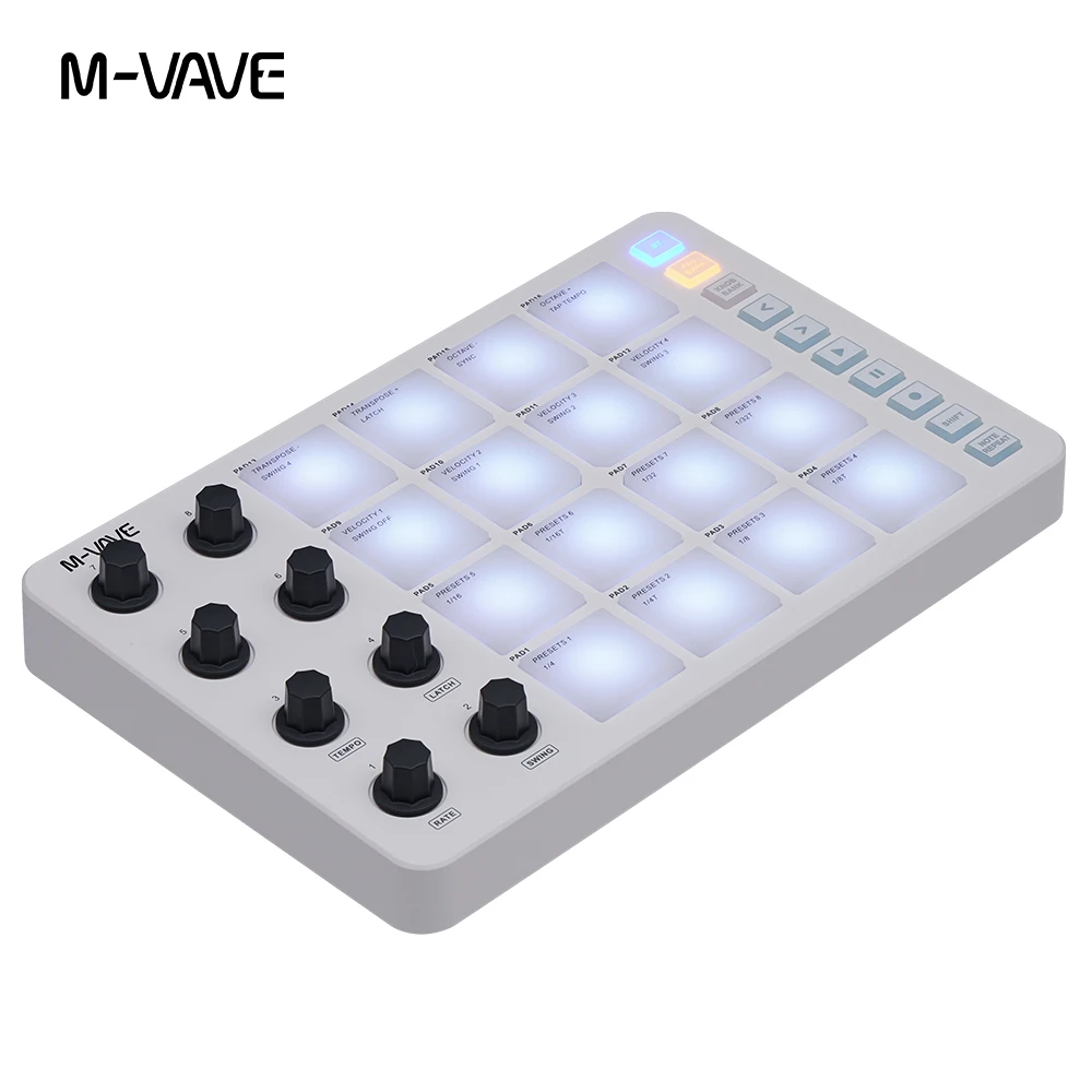 M-VAVE SMC-PAD Launch Pad USB-C Interface Portable Design Small Wireless MIDI Controller Suitable Percussion Keyboard