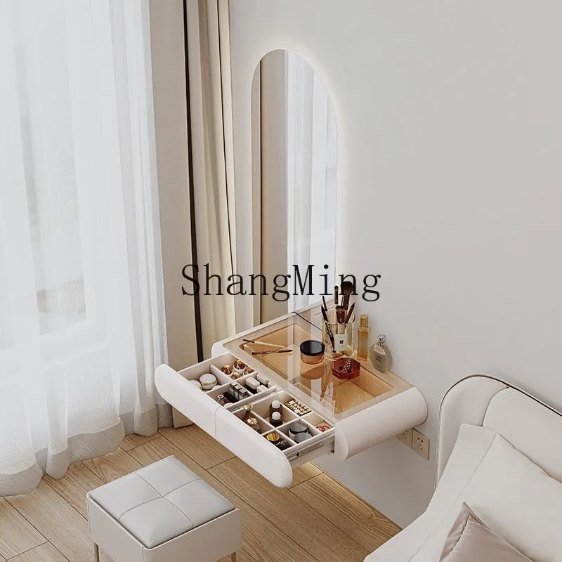 

ZYY Delicate Premium Small Bedroom Suspended Full Body Mirror Wall Mounted Mini Bedside Suspended Makeup Table