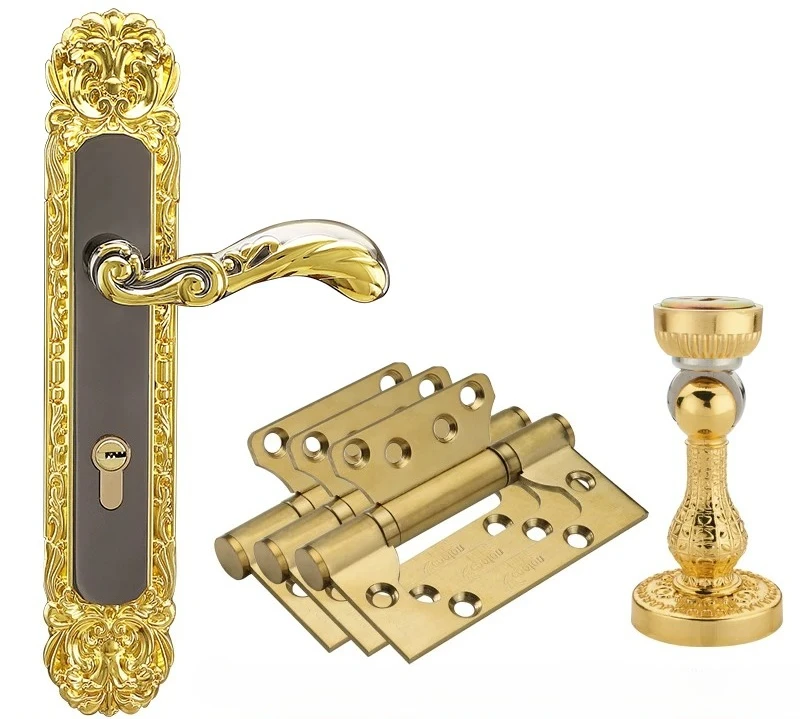 250Mm European Solid Wood Folio Aluminum Alloy Door Handle Outdoor Living Room Double Door Mechanical Door Lock Accessories