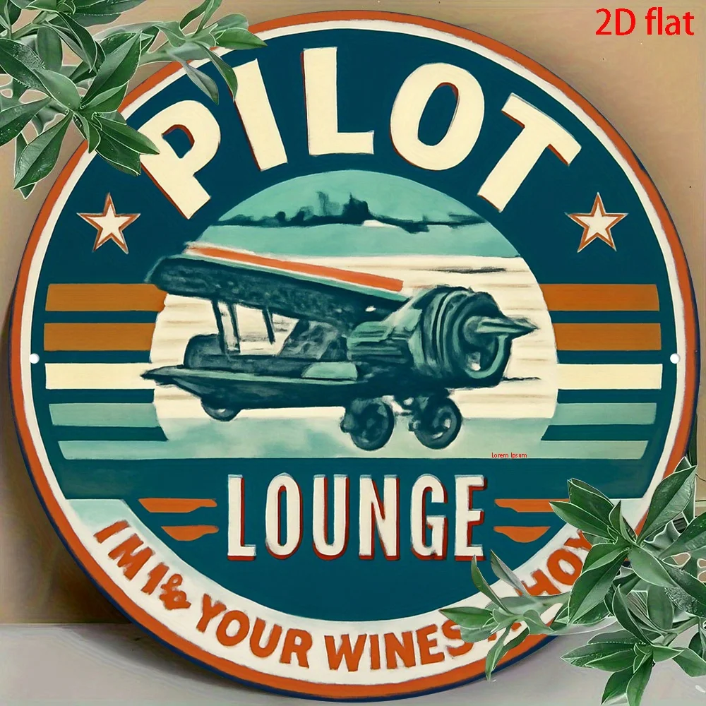Vintage Airplane Themed Round Iron Wall Decor 2D Flat Design 1pc Suitable for Vintage Aviation Decoration in Homes Offices Bars