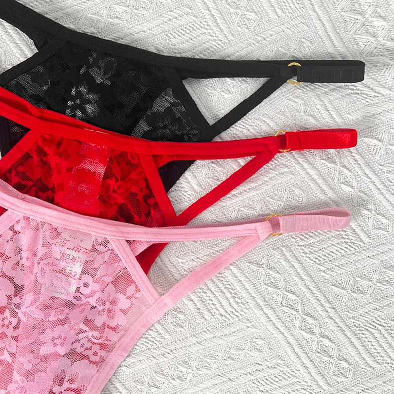 3 ks/balení s nízkým pasem, sexy krajkové dámské tangá, květinové kalhotky, prodyšné, měkké, sexy spodní prádlo, elegantní dámské tanga - náhled 5