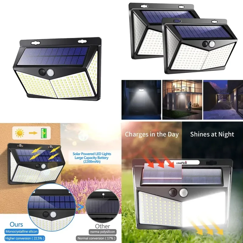for  Outdoor Solar Garden Light 208 LED Waterproof Motion Sensor Solar Wall Light