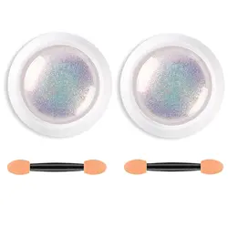 1Pc Mermaid Neon Chrome Nail Powder YK for Pigment Chrome Powder Glitter Mermaid Pearl Aurora Nail Powder with Nail Sponge Brush