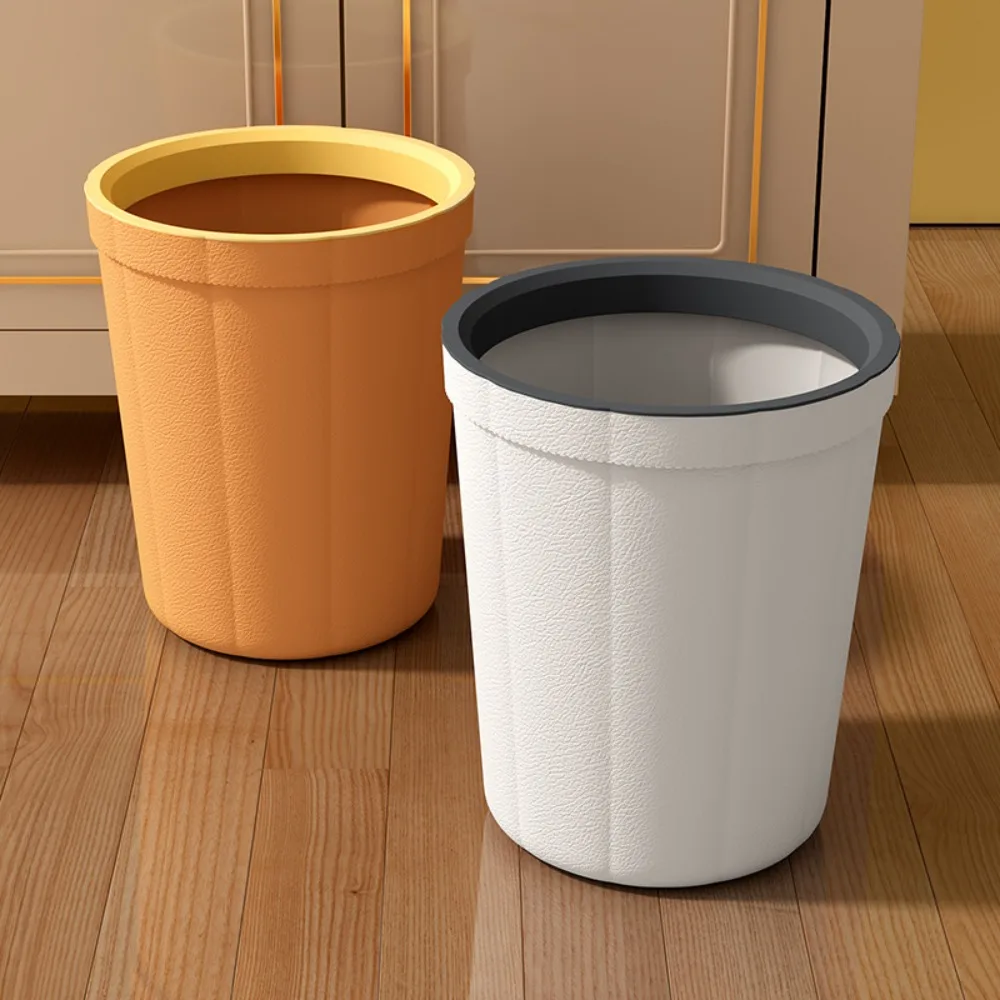 Large Capacity Trash Can Creative Round Plastic Waste Paper Basket Durable No Lid Garbage Bin Home