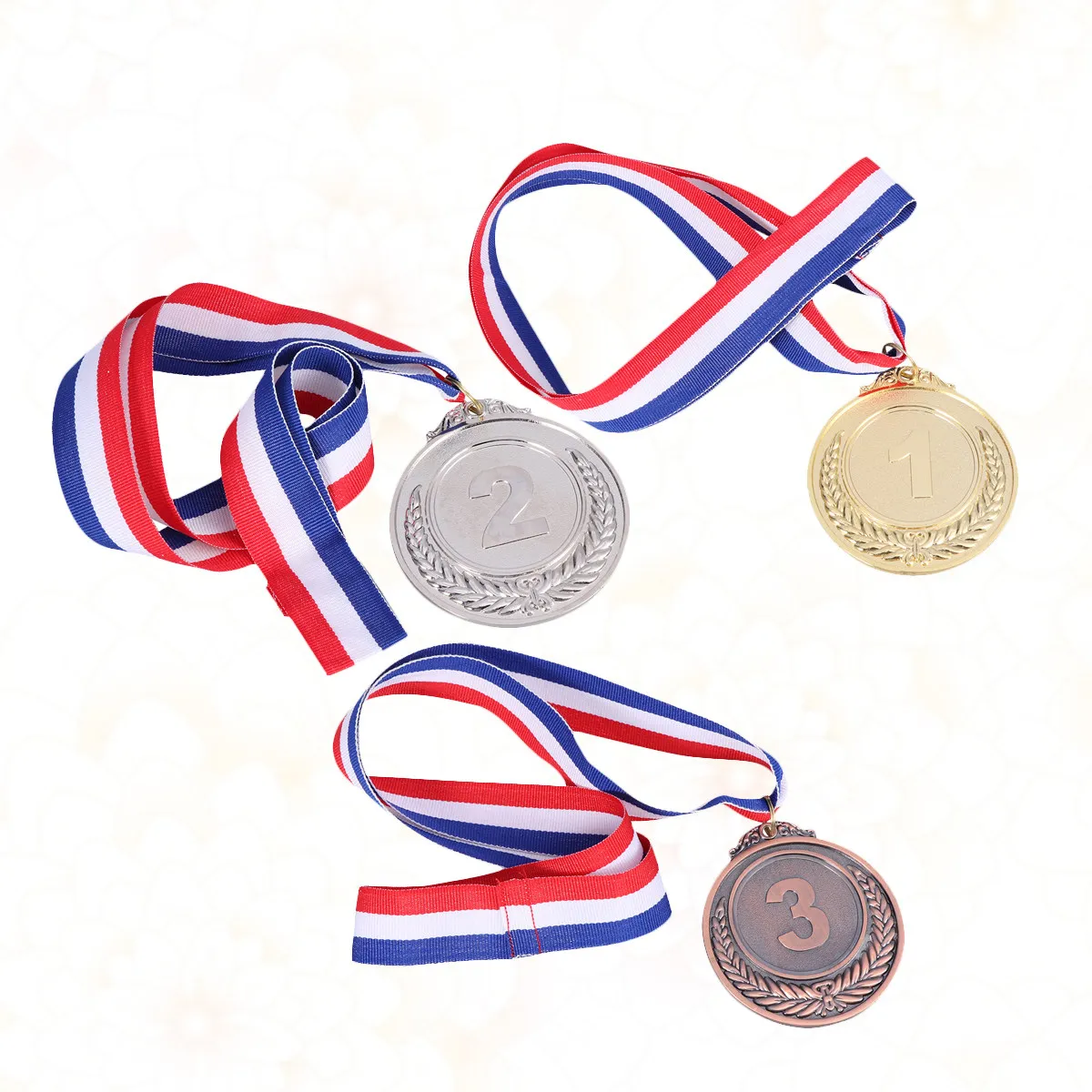 

3Pcs Metal Award Medals Golden Silver Bronze Sports Competition Winner Wheat Ears Medals Zinc Alloy for Kids School Athletic