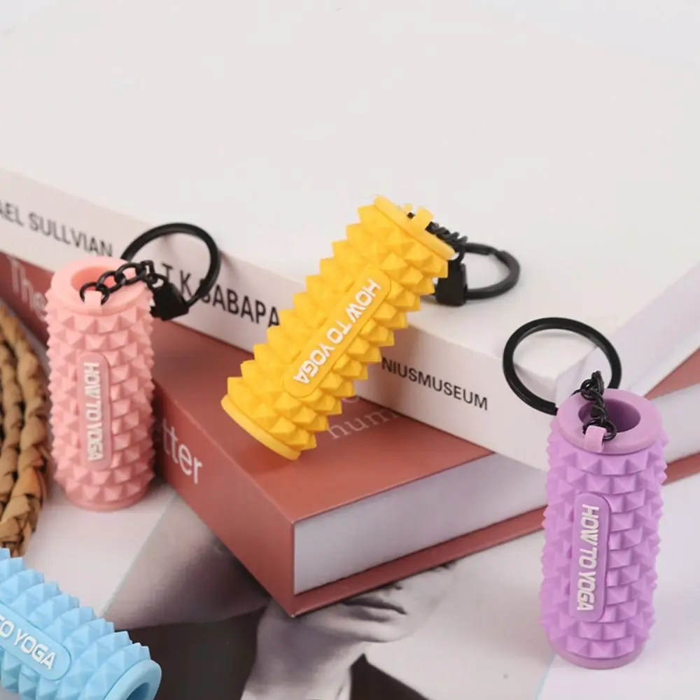 Finger Massage Mini Foam Roller Keyring Silicone Sports Style Foam Roller Shaped Keichain Anti-Lost Bag Decoration