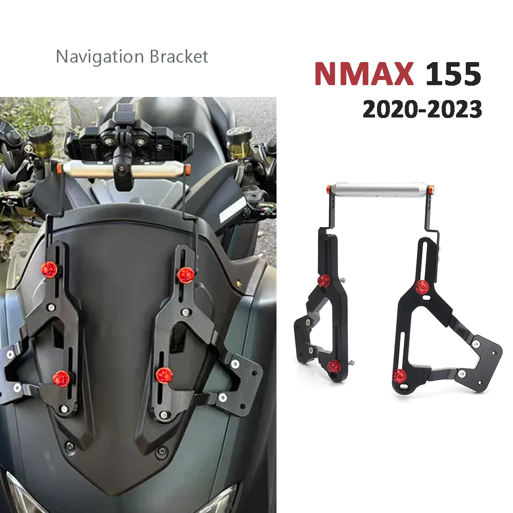 

Motorcycle Black GPS Phone Navigation Bracket Mirror Holder Mount For Yamaha NMAX 155 NMAX155 Nmax155 2020 2021 2022 2023