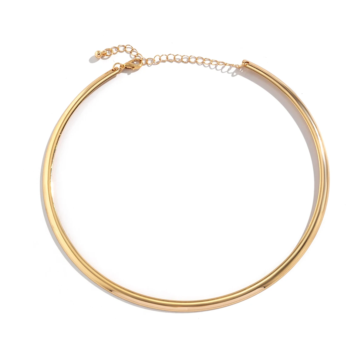 Vintage Trend Gold Color Alloy Metal Torques Necklace for Women Punk Gothic Smooth Adjustable Chain Girls Fashion Party Jewelry