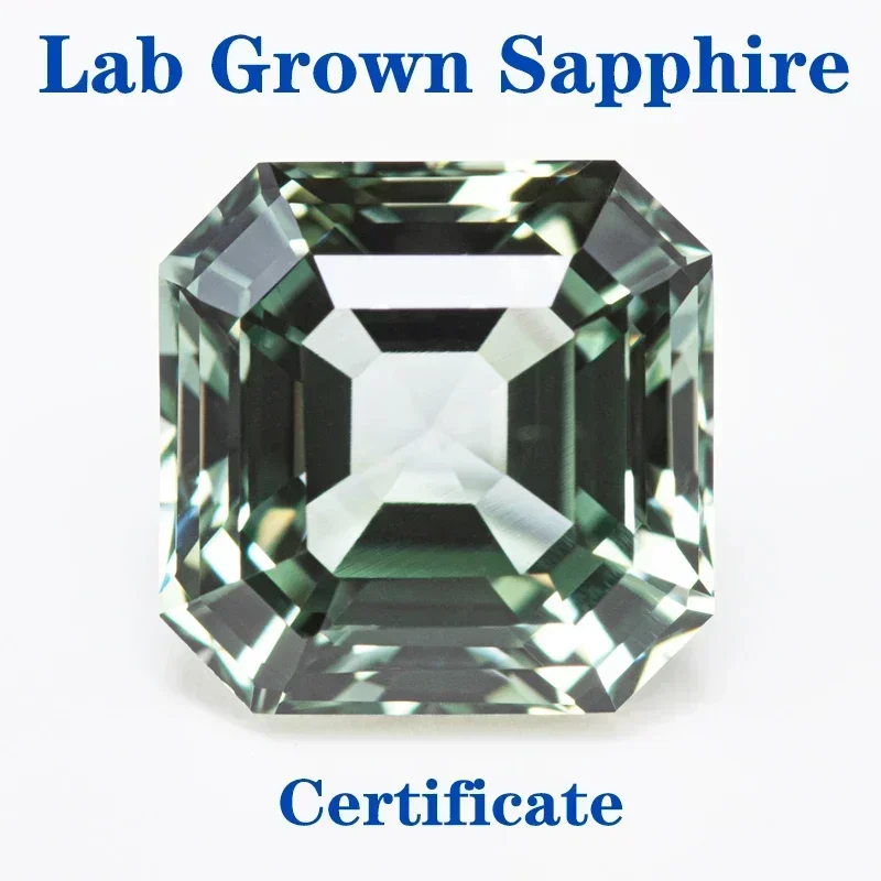 

Top Lab Grown Sapphire Square Chamfer Cut Green Color VVS1 Selectable AGL Certificate Charms DIY for Jewelry Making Materials