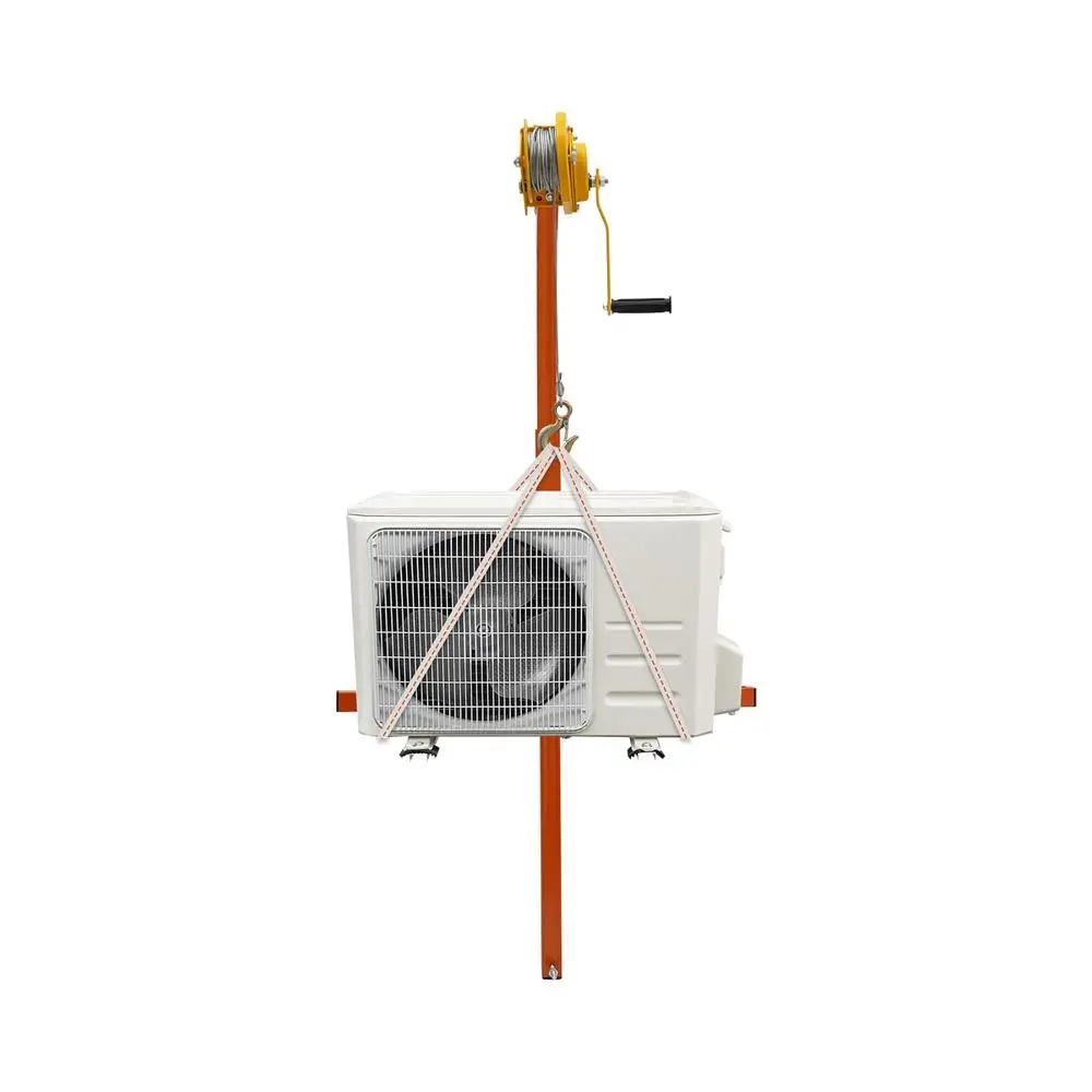 Air Conditioner Lifting Crane Tool Carbon Steel Self-Locking Winch High Load Capacity 330 lbs Triangle Stabilization Rustproof