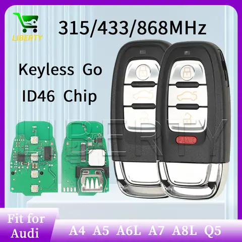 리버티 4G0959754J 근접 키리스 고 스마트 리모트 키 카드 8T0959754K 315/433/868MHz 아우디 A4 A5 A6L A7 A8L Q5 2010-2018용 리버티 4G0959754J 근접 키리스 고 스마트 리모트 키 카드 8T0959754K 315/433/868MHz 아우디 A4 A5 A6L A7 A8L Q5 2010-2018용