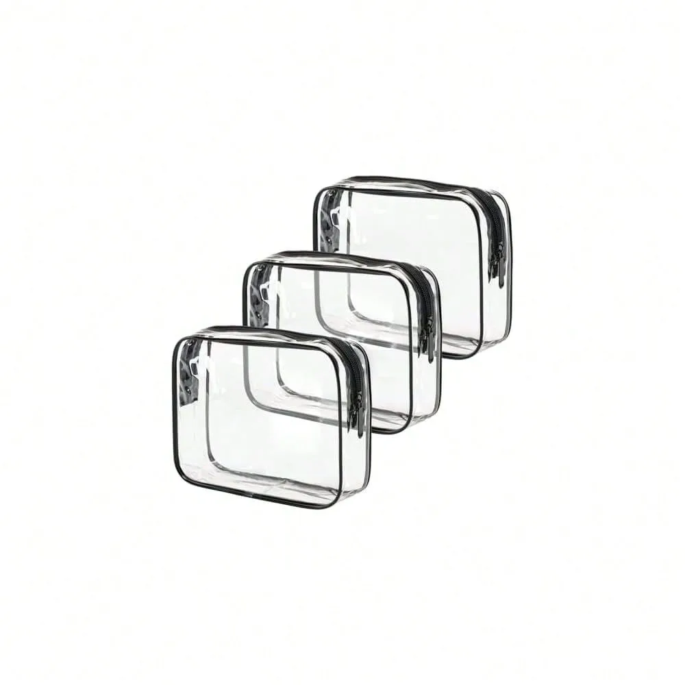 

TSA Approved Toiletry Bag, 3 Pcs Clear Toiletries Bags Quart Size Travel Makeup Cosmetic Bag For Women Men, Carry On Airport Ai