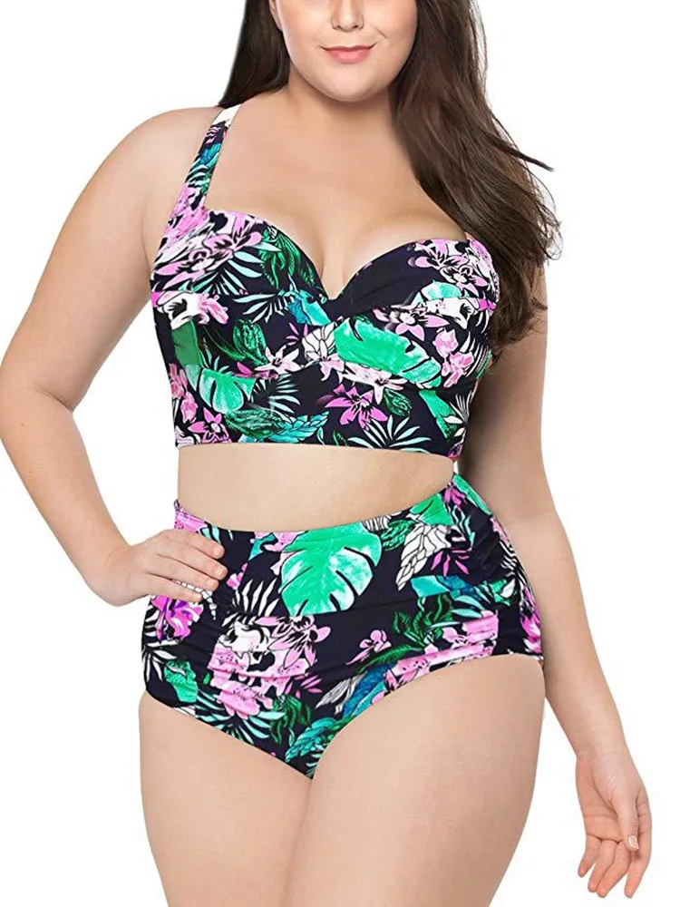 Large Size Swimwear Women 2024 Sexy High Waist Bikini 2-Piece Swimsuit Biquini Swimming Beachwear Bathing Suit Plus Size 5XL