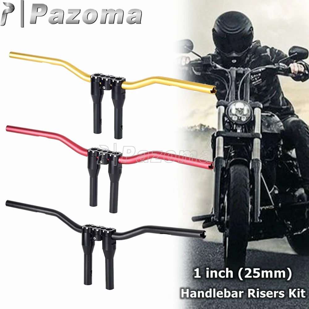 

Universal Motorcycle 25mm Handlbar 6"-12" Handle Riser Clamp For Harley Most Dyna Street Bob Sportster Softail Club Style Risers