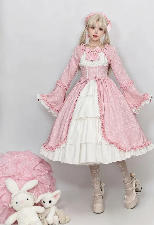 S-5XL Elegantes mittelalterliches Retro-Gothic-Hof-Lolita-Kleid, Ballkleid, quadratischer Ausschnitt, taillierte Passform, Schleife, Damen-Kostüm, Vestido-Kleid – Detail 2