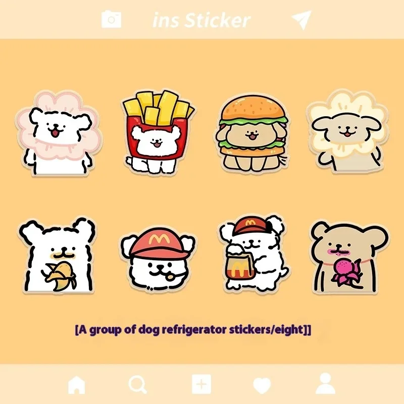 라인 강아지 귀여운 자기 냉장고 자석 새로운 아크릴 도어 고정 메시지 보드 자석 장식 스티커 홈 액세서리 장난감