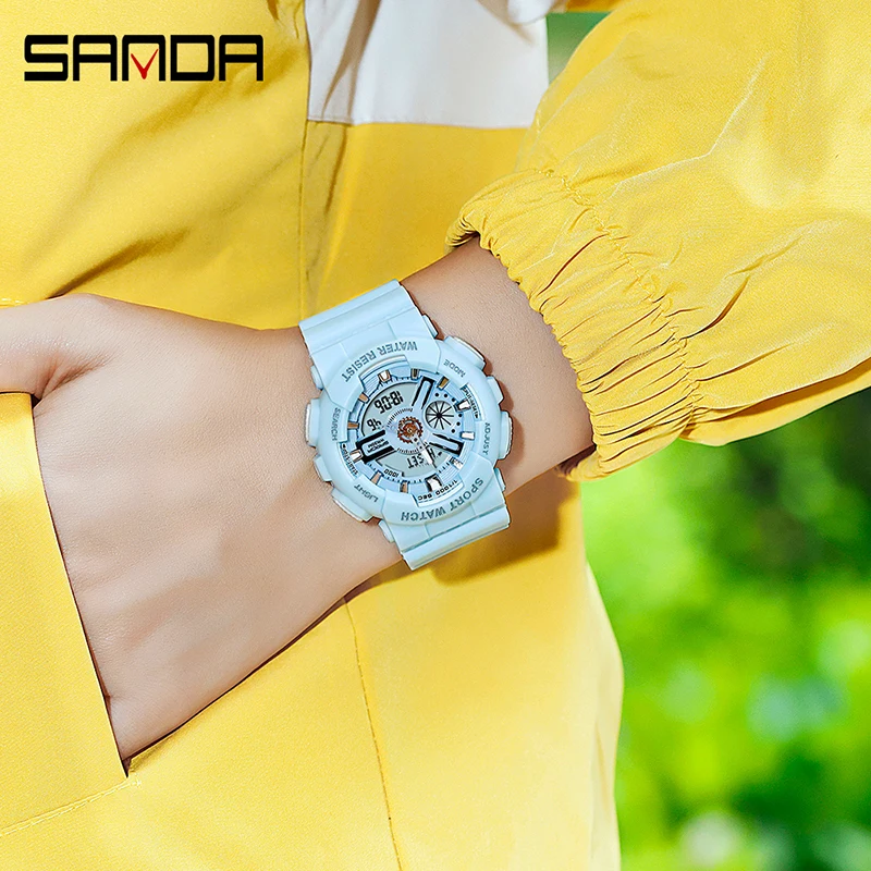 SANDA Women Sports Watches Multifunction Fashion Quartz Clock Luxury Analog Digital Waterproof Ladies Watches Relogio Feminino