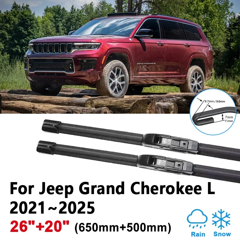 

26"+20" For Jeep Grand Cherokee L WL75 2021~2025 Car Wiper Blade Front Windscreen Windshield Wipers Brushes Tools Accessories
